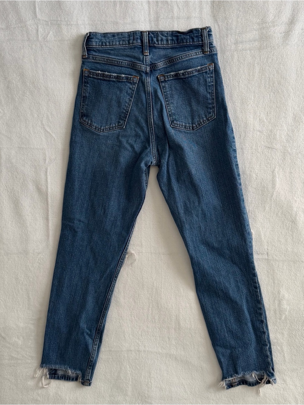 Abercrombie Fitch The Mom High Rise Jeans Womens 26 2R Blue Denim Distressed - Picture 2 of 6